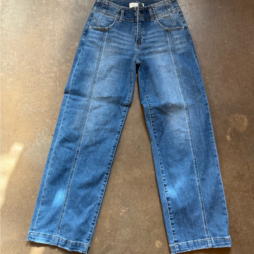 Risen High-Rise Wide Leg Blue Jeans Barrel size 5